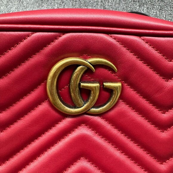 GUCCI GG Marmont Red Leather Shoulder Bag 775-071825 - Picture 3 of 15